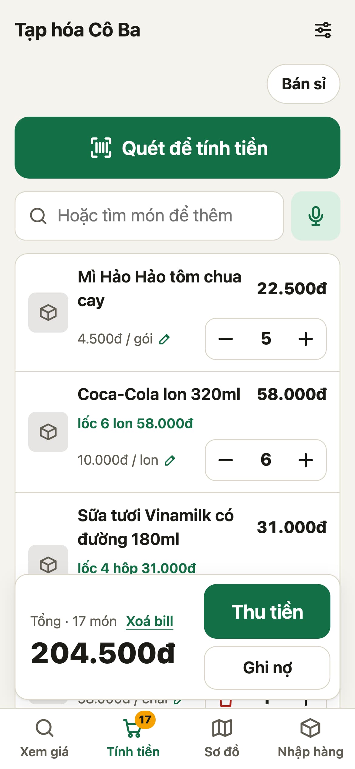 tính tiền
