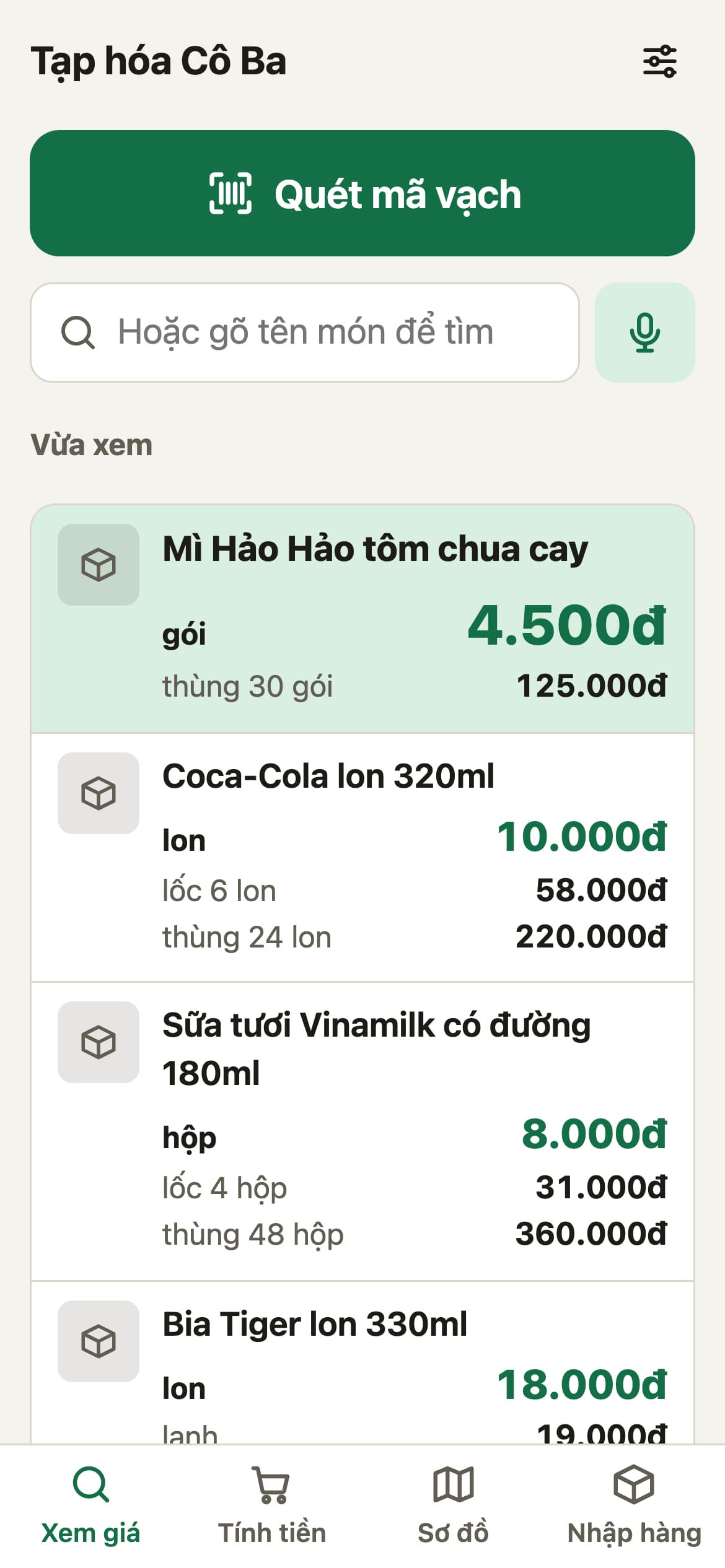 Quét mã xem giá