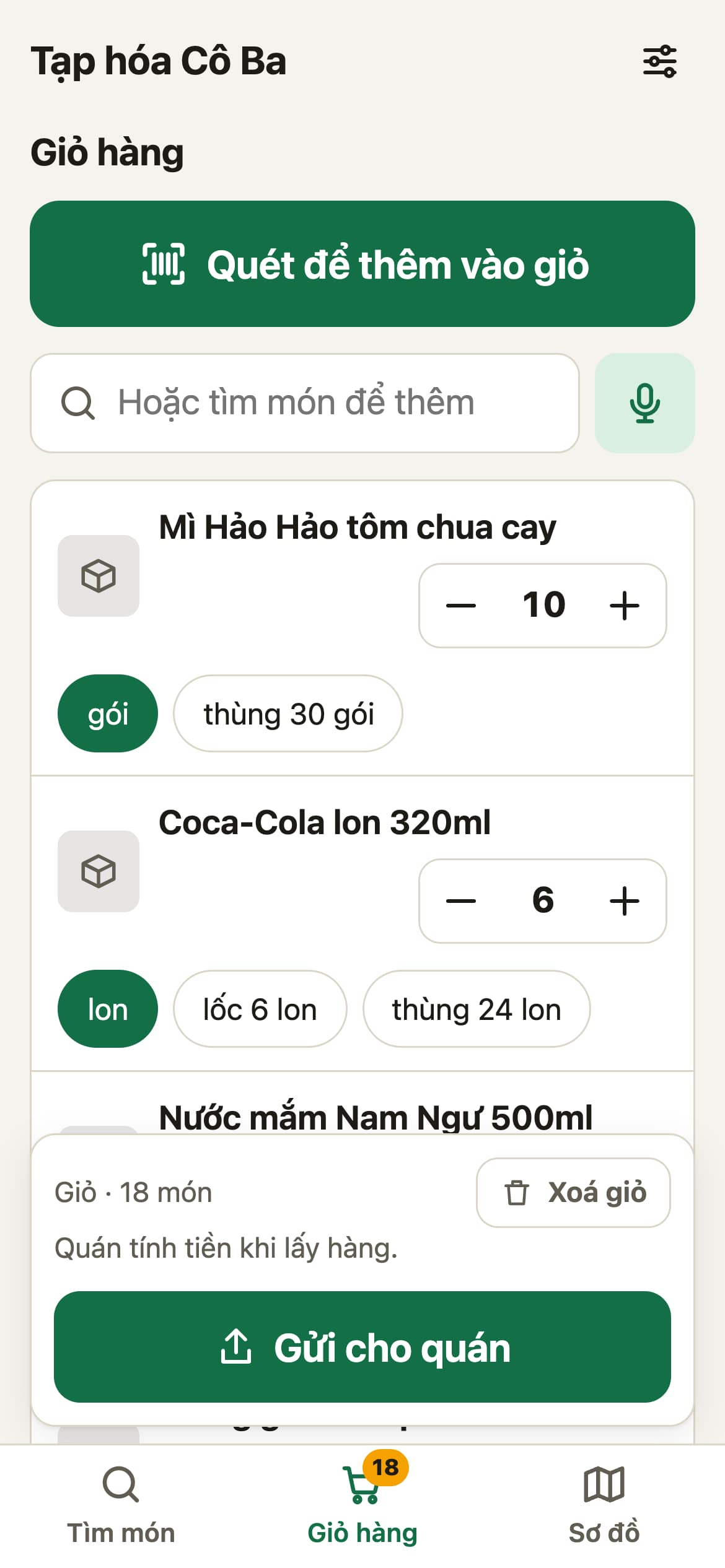 Khách đặt đơn
